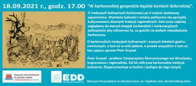 Prelekcja w ramach Europejskich Dni Dziedzictwa pt. “Smaki dziedzictwa”