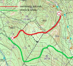 Czasowe zamknięcie zielonego szlaku na terenie Leśnictwa Strużnica